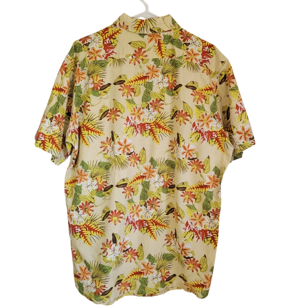 Isle Bay Linen Blend Aloha Hawaiian Shirt XL Tropical Floral Button Down - Picture 6 of 9